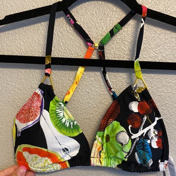 NWT-Christian Lacroix x Swiminista-Tropical fruit triangle bikini top-Size Small - Picture 3 of 8